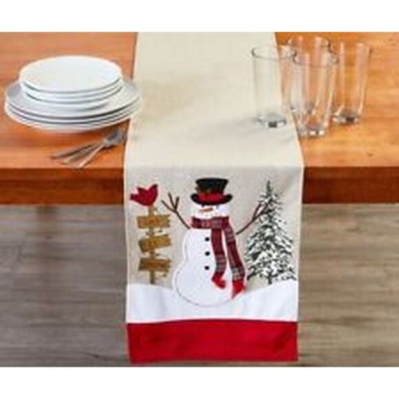 Christmas Table Runner Snowman Applique Let It Snow 72" x 12" Winter Wonder Lane - Picture 1 of 6